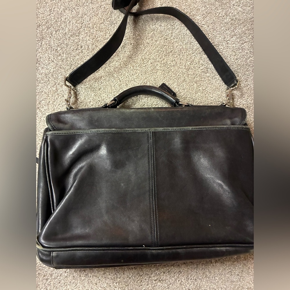 Coach Black Leather Messenger Bag - Picture 6 of 12